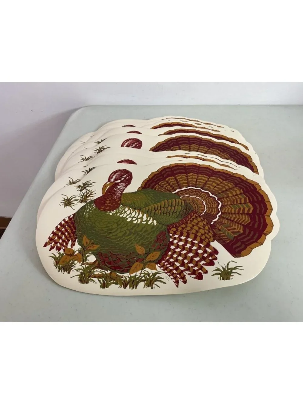 Vintage Turkey Placemats Set Of 10 Thanksgiving Farmhouse Rustic Cottagecore